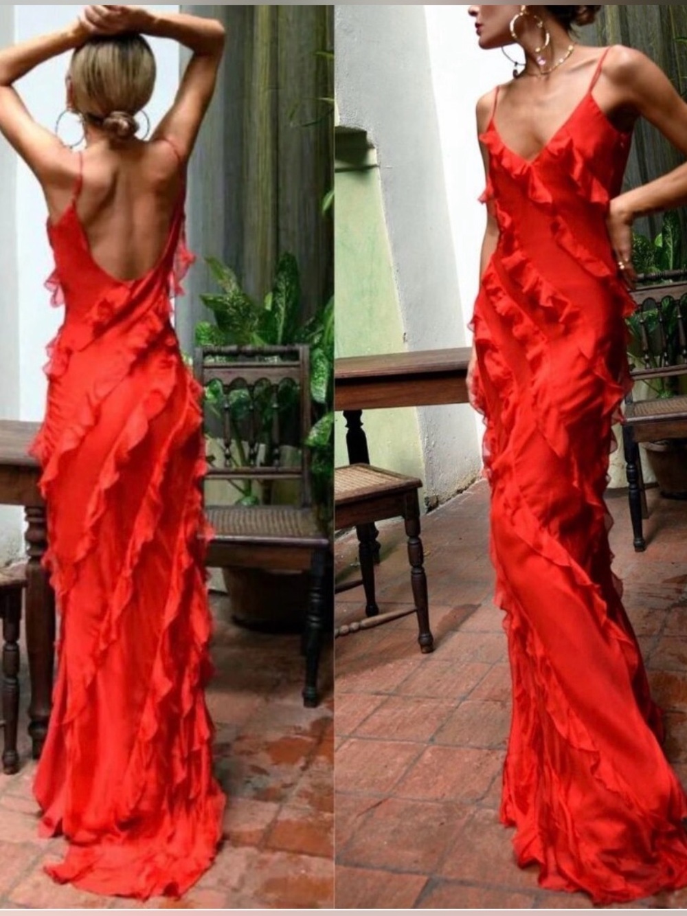 RAT & BOA M Silk RED Feminine Romantic Sexy Cecelia Ruffle Dress Spec Occasion